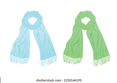 Green and blue scarf. vector illustration