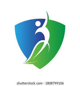 Logo für grüne und blaue Schildblätter