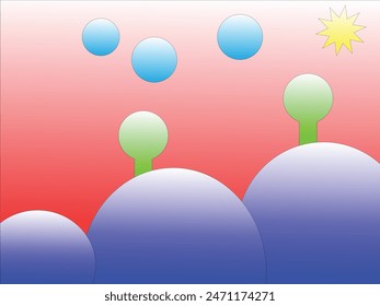 Green, blue, sky blue, white, red, black, brown and purple  color combination gradient background design.