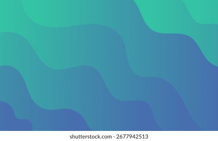 Curvas de onda de líneas suaves azules verdes con fondo abstracto de gradiente suave