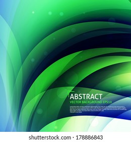 Green, blue smooth twist light lines vector background design. Eps 10. 