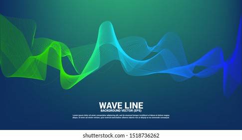 green and blue Sound wave line curve on dark background. Element for theme technology futuristic vector