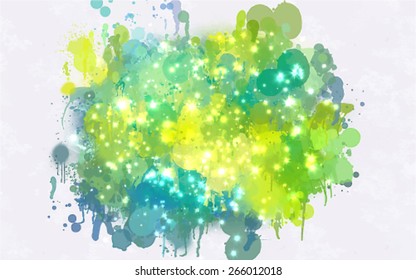 Green and blue with sparkle brush strokes background. Vector version