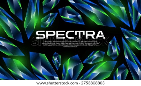 Green Blue Spectra Crystal Background - Futuristic Polygon Glass Shards Abstract