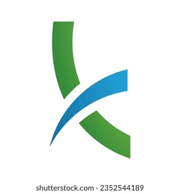 Green and Blue Spiky Lowercase Letter K Icon on a White Background