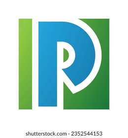 Green and Blue Square Letter P Icon on a White Background