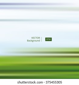 Green blue striped and blurred abstract background. Blue sky and field of green grass motive. EPS8 vector illustration includes Pattern Swatches.
