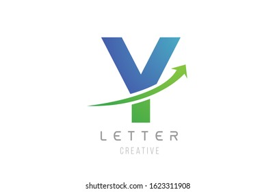 green blue swoosh arrow letter alphabet Y for company logo icon design. Usable for a logotype or business