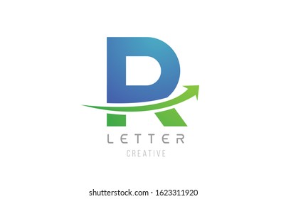 green blue swoosh arrow letter alphabet R for company logo icon design. Usable for a logotype or business