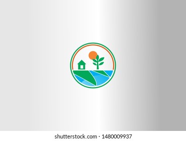 Green and blue symbols of eco life on white background. Balance vector logo.