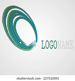 Green and Blue Technology Circle Logo Design in Three Layers isolated on White Background 