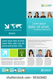 Green and Blue template for advertising brochure with business people