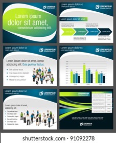 Green and blue template for advertising brochure with business people