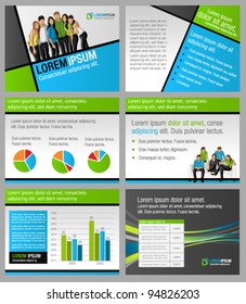 Green and blue template for advertising brochure with business people