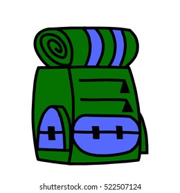 Green blue tourist backpack