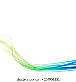 Green blue transparent modern speed swoosh line flow. Vector illustration