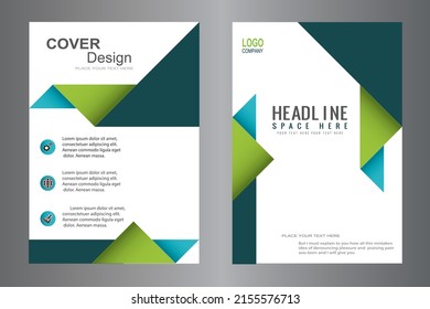 Green and blue triangle business annual report brochure flyer design template vector.