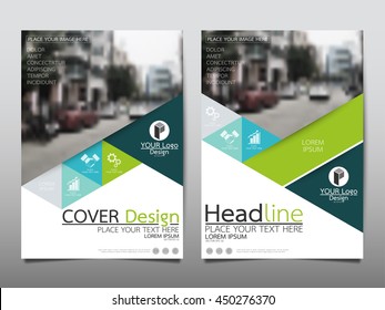 Green and blue triangle business annual report brochure flyer design template vector, Leaflet cover presentation abstract geometric background, modern publication poster magazine, layout in A4 size