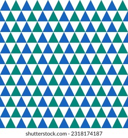 Green and blue triangle pattern background. Triangle pattern background. Triangle background. Seamless pattern. for backdrop, decoration, Gift wrapping