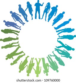 green and blue vector illustration of people in the circle
