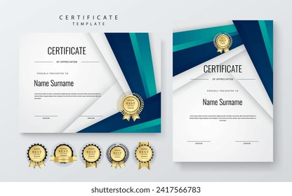 Green and blue vector modern luxury certificate corporate template design