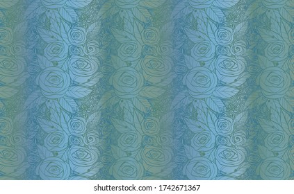 green blue vector seamless floral pattern