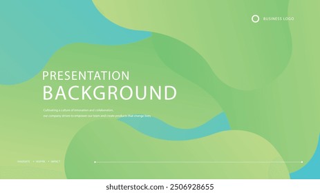 Diseño de fondo de estilo minimalista simple de Vector verde y azul con ondas y líquido. Plantilla de fondo de la presentación