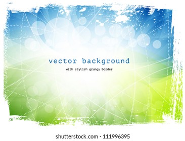 Green And Blue Vector Smooth Modern Wavy Background With Grungy Border