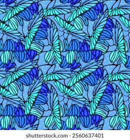 Green, blue, violet colors created bright pattern for print, banner, other purposes. Seamless, endless.