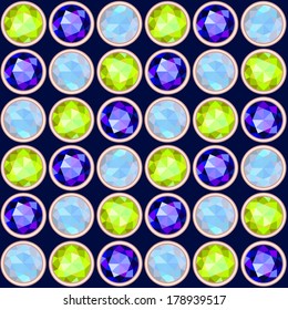 green, blue and violet gemstone seamless pattern. EPS 10. No transparency. No gradients.