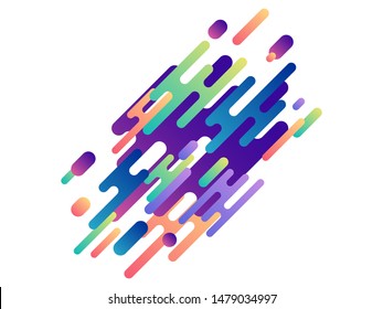 Green, blue, violet, orange dynamic lines. Colorful strokes, diagonal lines, hatching. Vector illustration for banner, poster, logo, cover design