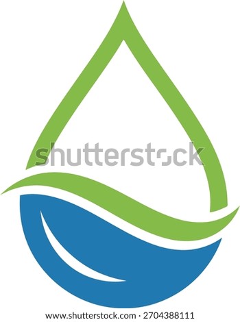 Green and blue water drop logo design isolated on for environmental conservation concept