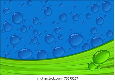 El agua verde y azul cae sobre el fondo vectorial.