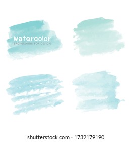 Green and blue watercolor background for design. Set of watercolor stain.