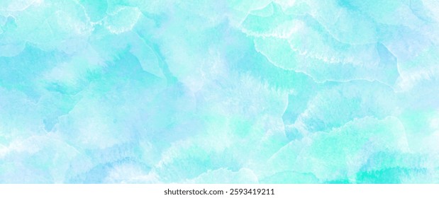 Green blue watercolor vector texture background for poster, cover, banner, flyer, cards. Hand drawn blue green spring illustration for design. Summer minimalistic background. Paper texture.