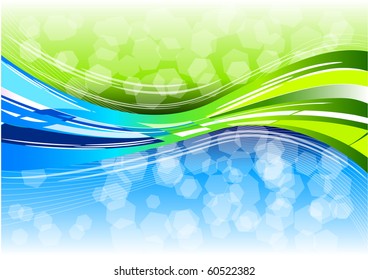 green and blue wave background