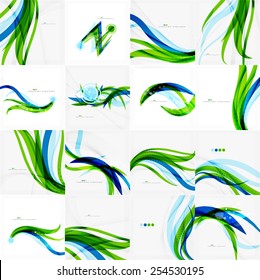 Green blue wave lines corporate business or eco background