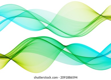 Onda verde y azul sobre fondo blanco, flujo de onda azul transparente sobre fondo abstracto eps10