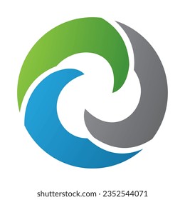 Green and Blue Wave Shaped Letter O Icon on a White Background