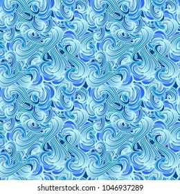 Green and blue  waves on seamless