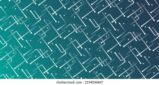 Green, Blue and White Connected Dots, Lines Pattern - Futuristic Grid, Mesh, Geometric Striped, Dotted Pattern, Abstract Vector Background Template