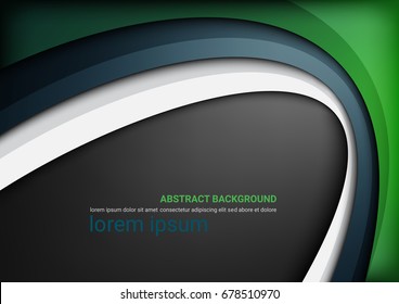 Green, Blue, White curve line background. Paper layer overlap. Space for text and message. Design for website, poster and brochure 