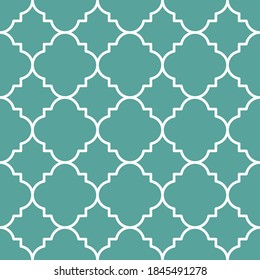 Green blue and white seamless pattern. Abstract geometric pattern in arabic style. Simple vector seamless design for background, paper, textile, wallpaper, web