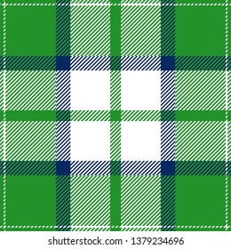 Green, blue and white tartan plaid, traditional Scottish textile pattern.