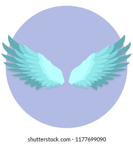 green blue wings flat design icon