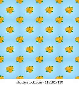 Green, blue and yellow floral seamless pattern.