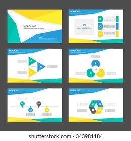 Green Blue Yellow Presentation Template Infographic Elements Flat Design Set For Brochure Flyer Leaflet Marketing Advertising