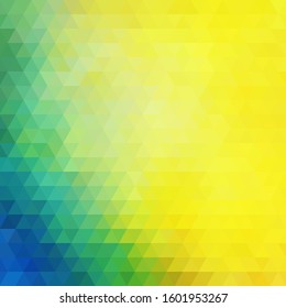 green, blue and yellow triangles.  modern colorful background 