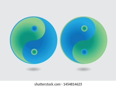 green and blue ying yang logo with  shadow