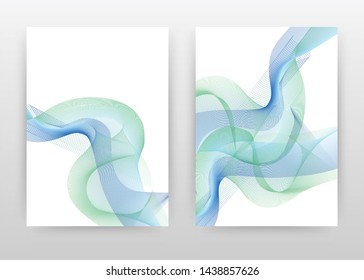 Green blur waved lines texture on white design for annual report, brochure, flyer, poster. Waved lines background vector illustration for flyer, leaflet, poster. Abstract A4 brochure template.